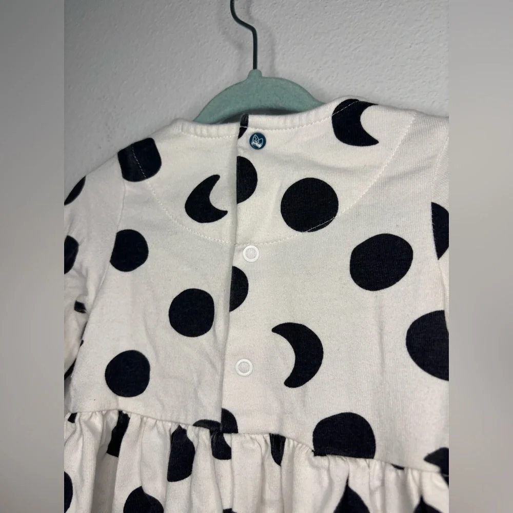 OLIVER & RAIN BLACK & WHITE POLKA DOT DREAM BIG BABY GIRLS DRESS SZ 12 MONTHS